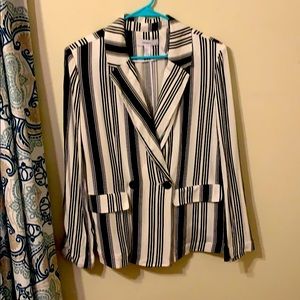 Forever 21+ Black and White Striped Blazer